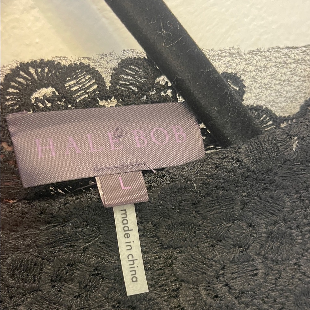 Hale Bob Black Lace Adjustable Tie Empire Dress Large PTP 20”-22” Length 40”EUC - Picture 10 of 12